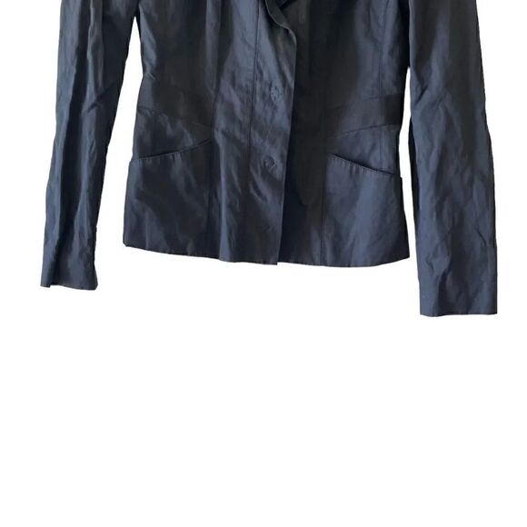 Tahari Black Gothic Button Down Shoulder Pads Lined Office Blazer Jacket Sz 4 - Picture 3 of 13